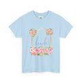 Bride Floral Tee — Gold Frame & Pink Rose Bachelorette Shirt