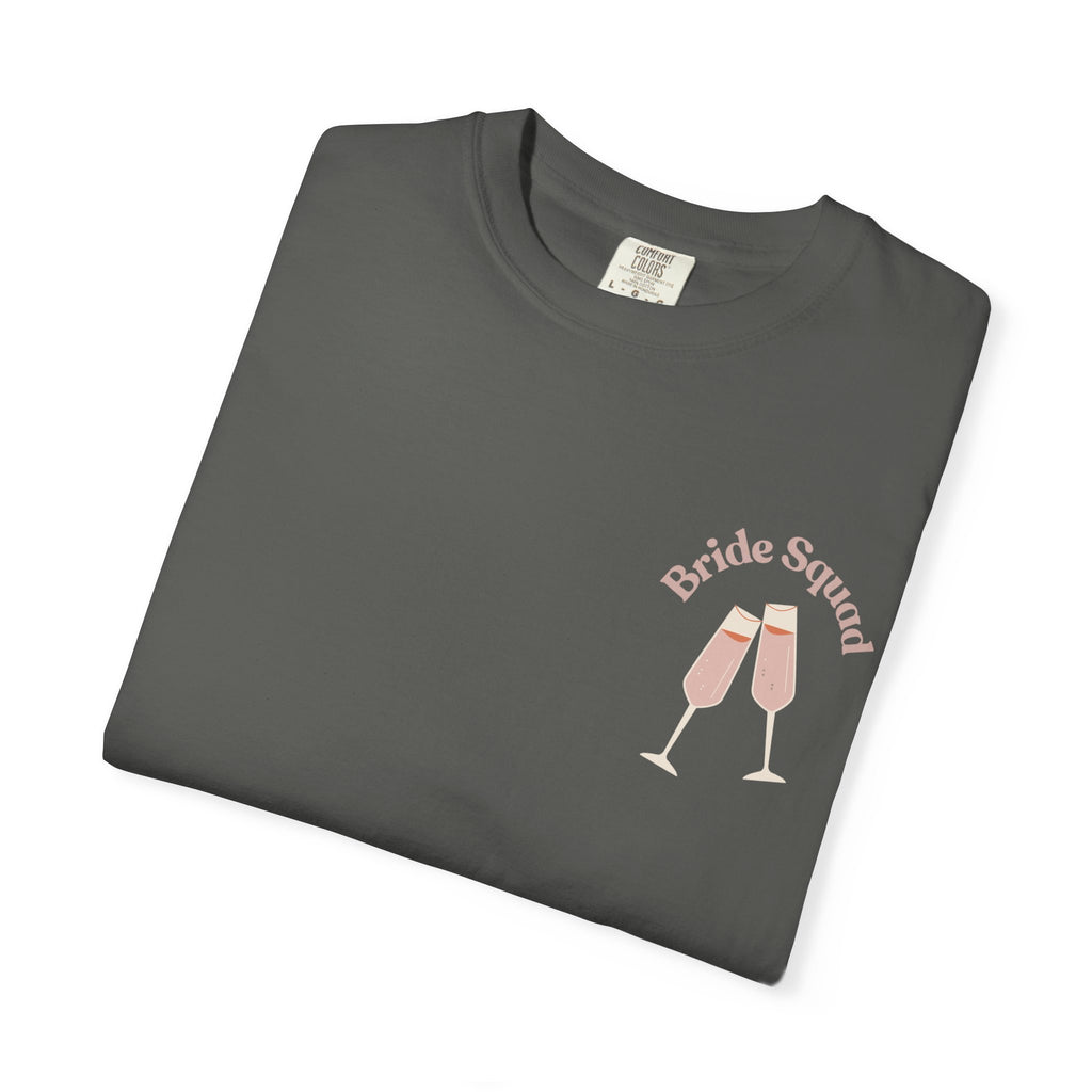 "Bridal Squad" Bridesmaid T‑Shirt — Minimal Champagne Bubbles Design