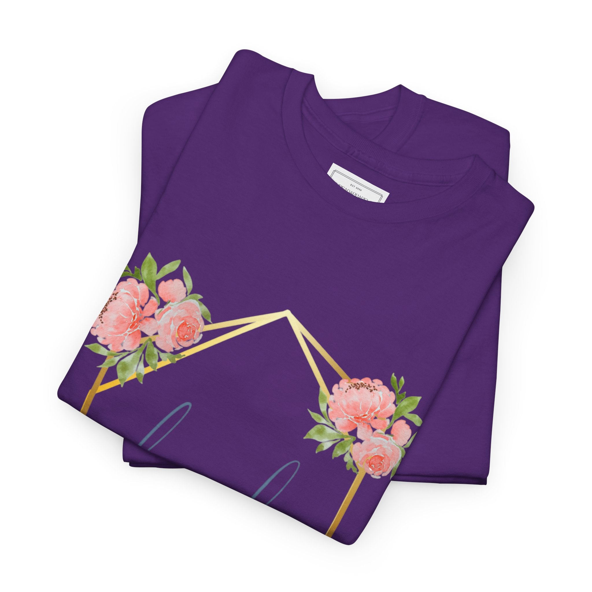 Bride Floral Tee — Gold Frame & Pink Rose Bachelorette Shirt