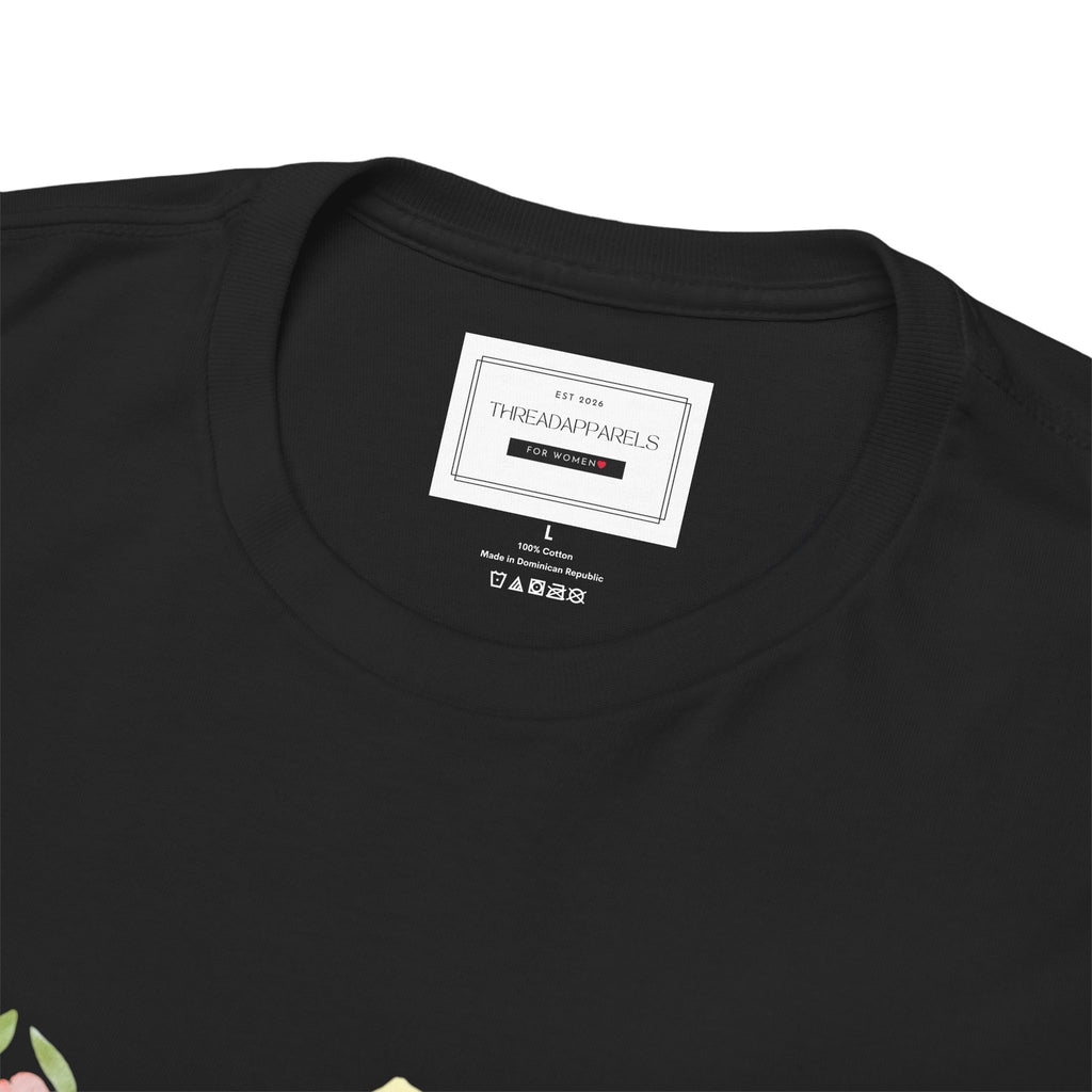 Bride Floral Tee — Gold Frame & Pink Rose Bachelorette Shirt