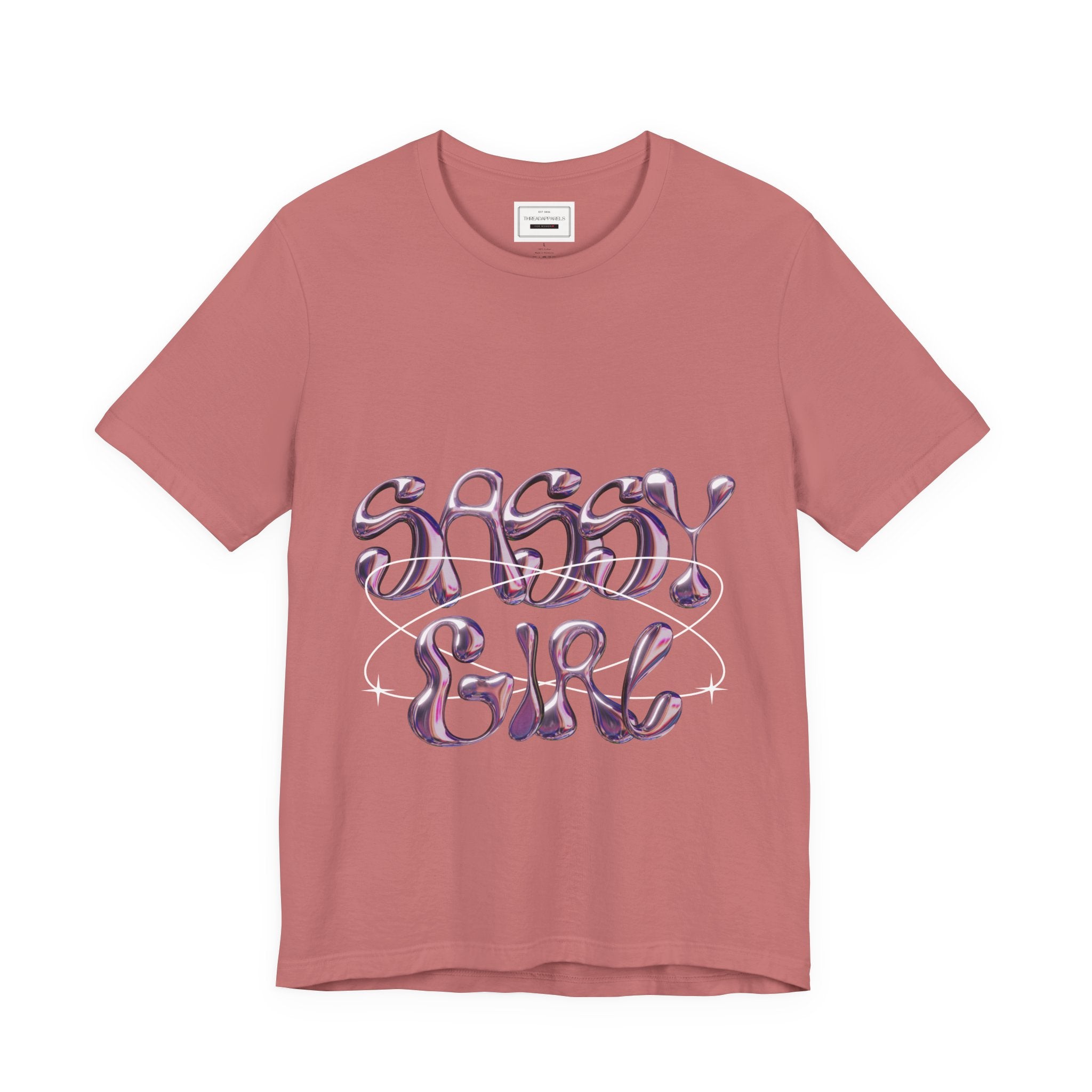 Sassy Girl Tee — Retro Bubble Letter Graphic Shirt