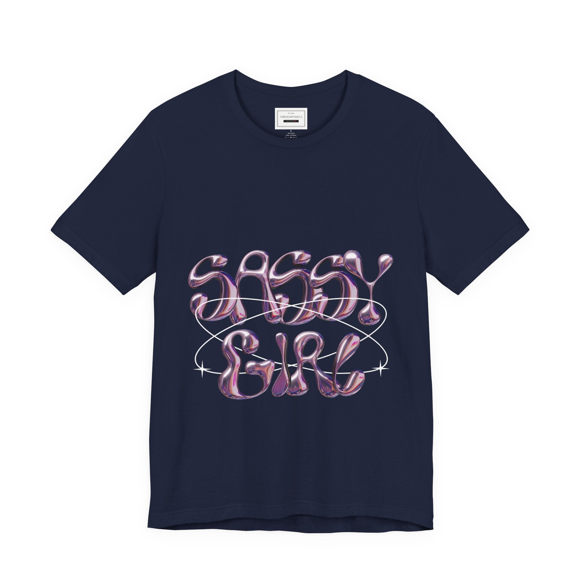 Sassy Girl Tee — Retro Bubble Letter Graphic Shirt