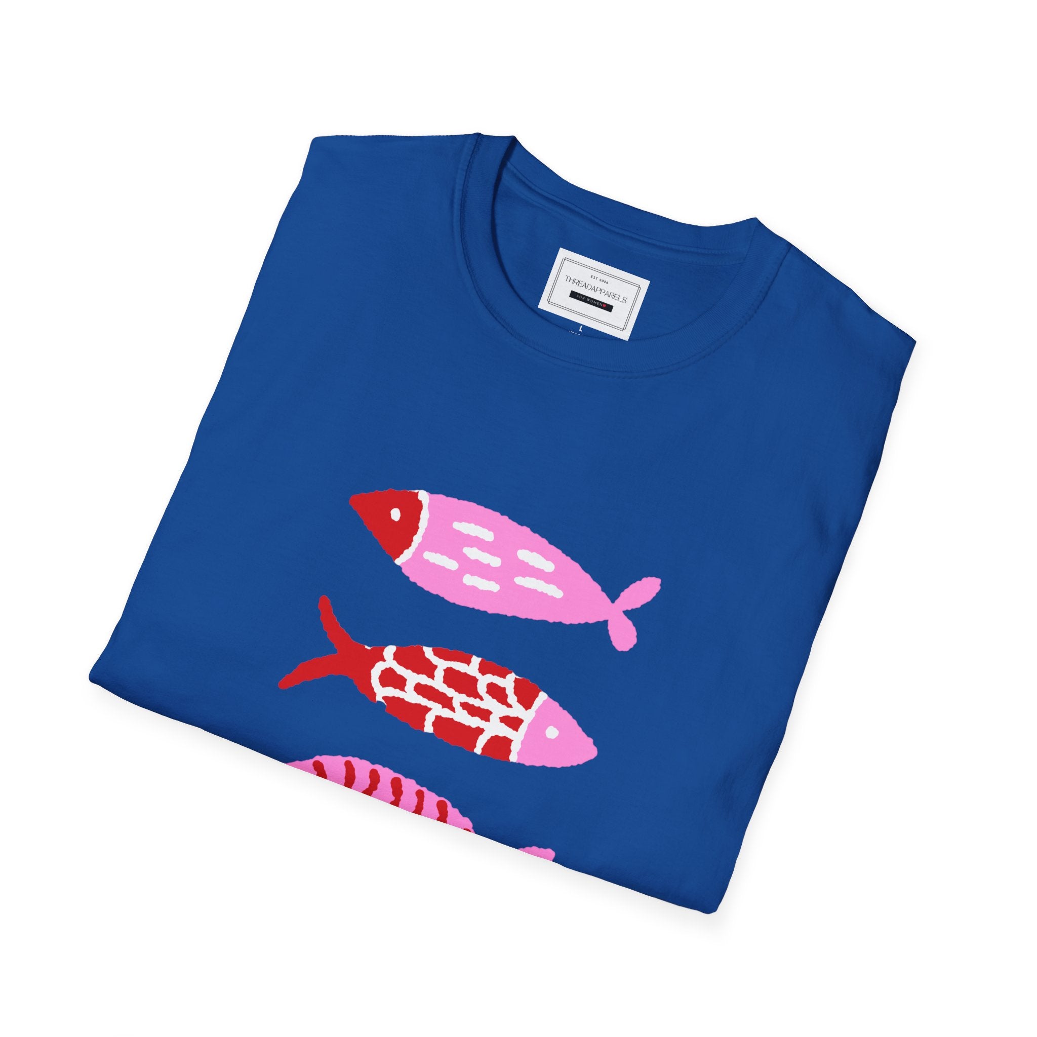 Fish Stacked Tee — Cute Pink & Red Graphic T-Shirt for Beach Lovers