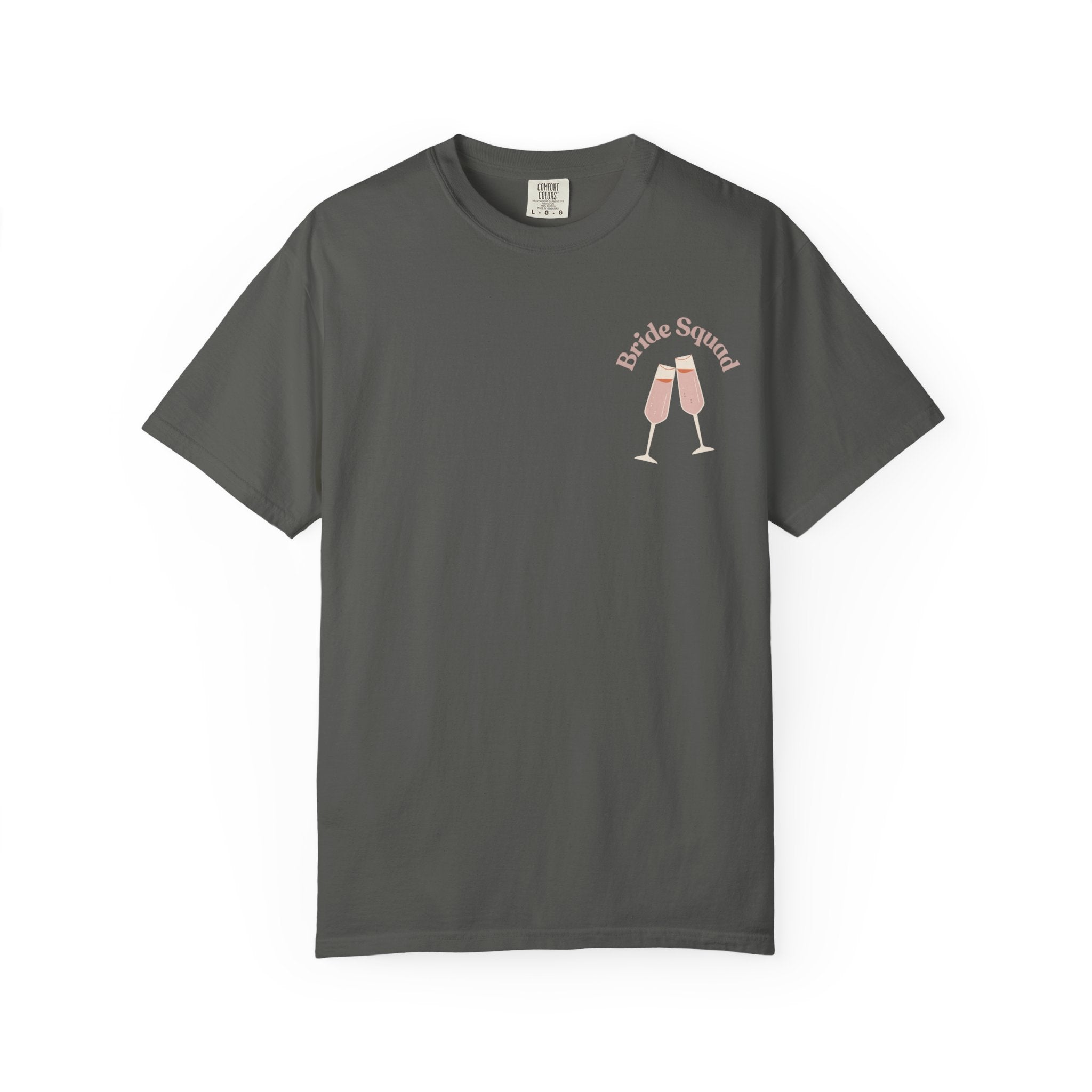 "Bridal Squad" Bridesmaid T‑Shirt — Minimal Champagne Bubbles Design
