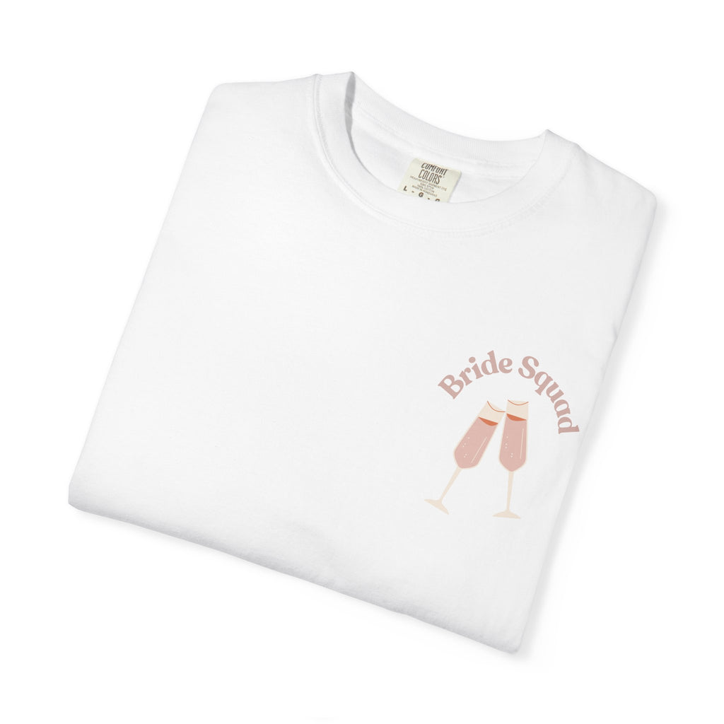 "Bridal Squad" Bridesmaid T‑Shirt — Minimal Champagne Bubbles Design