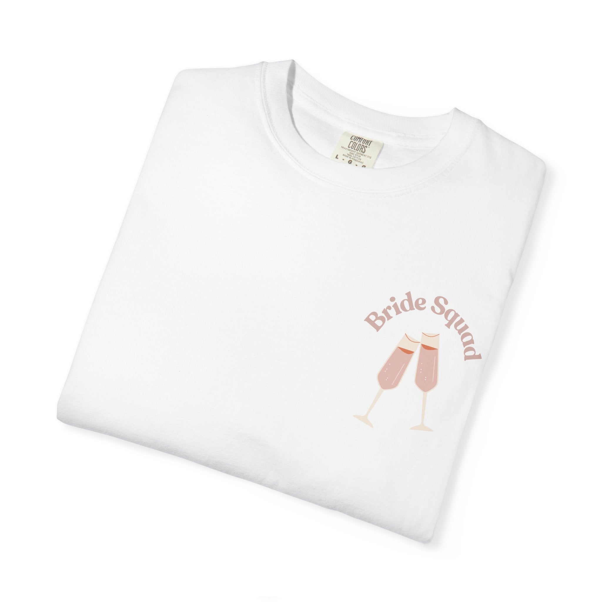 "Bridal Squad" Bridesmaid T‑Shirt — Minimal Champagne Bubbles Design