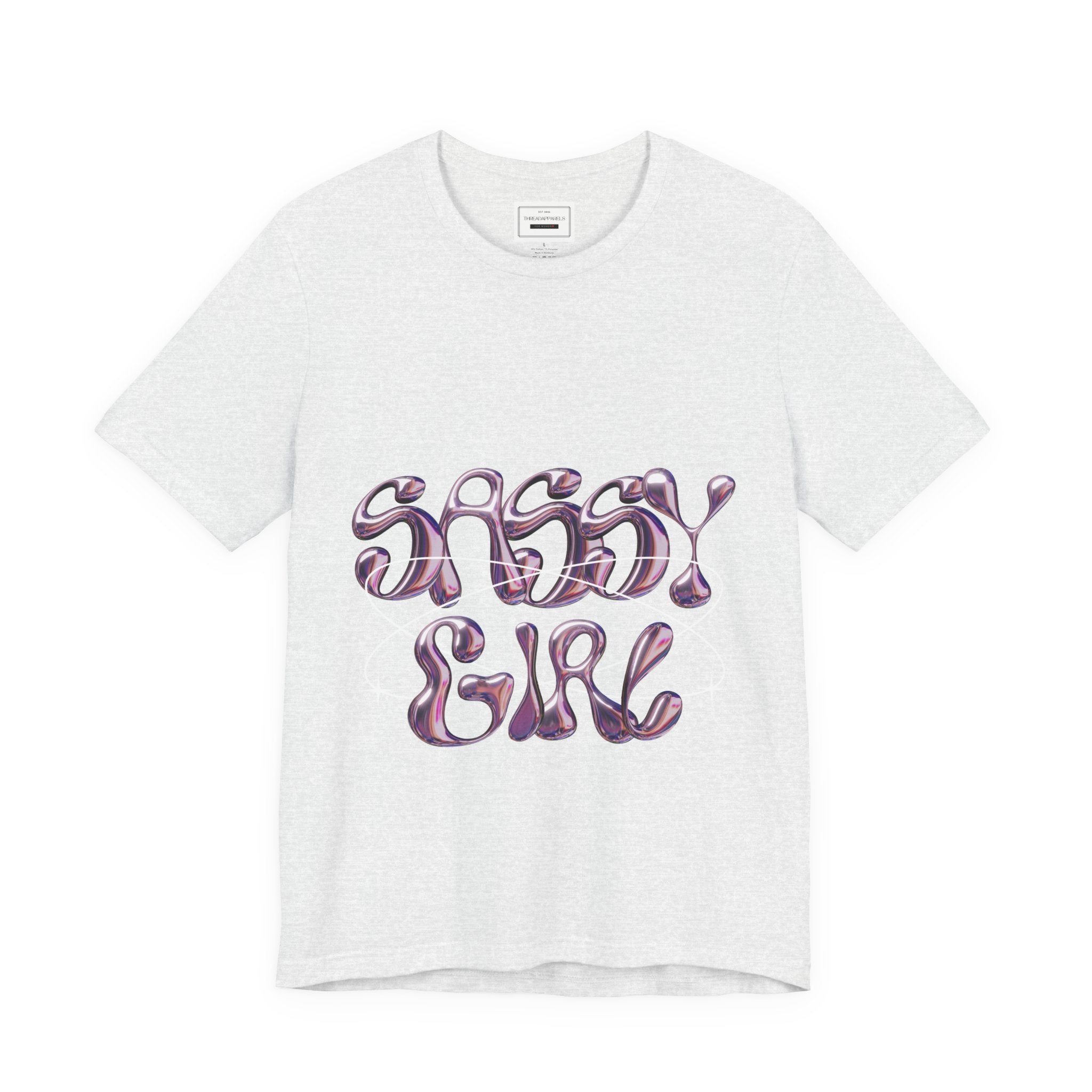 Sassy Girl Tee — Retro Bubble Letter Graphic Shirt