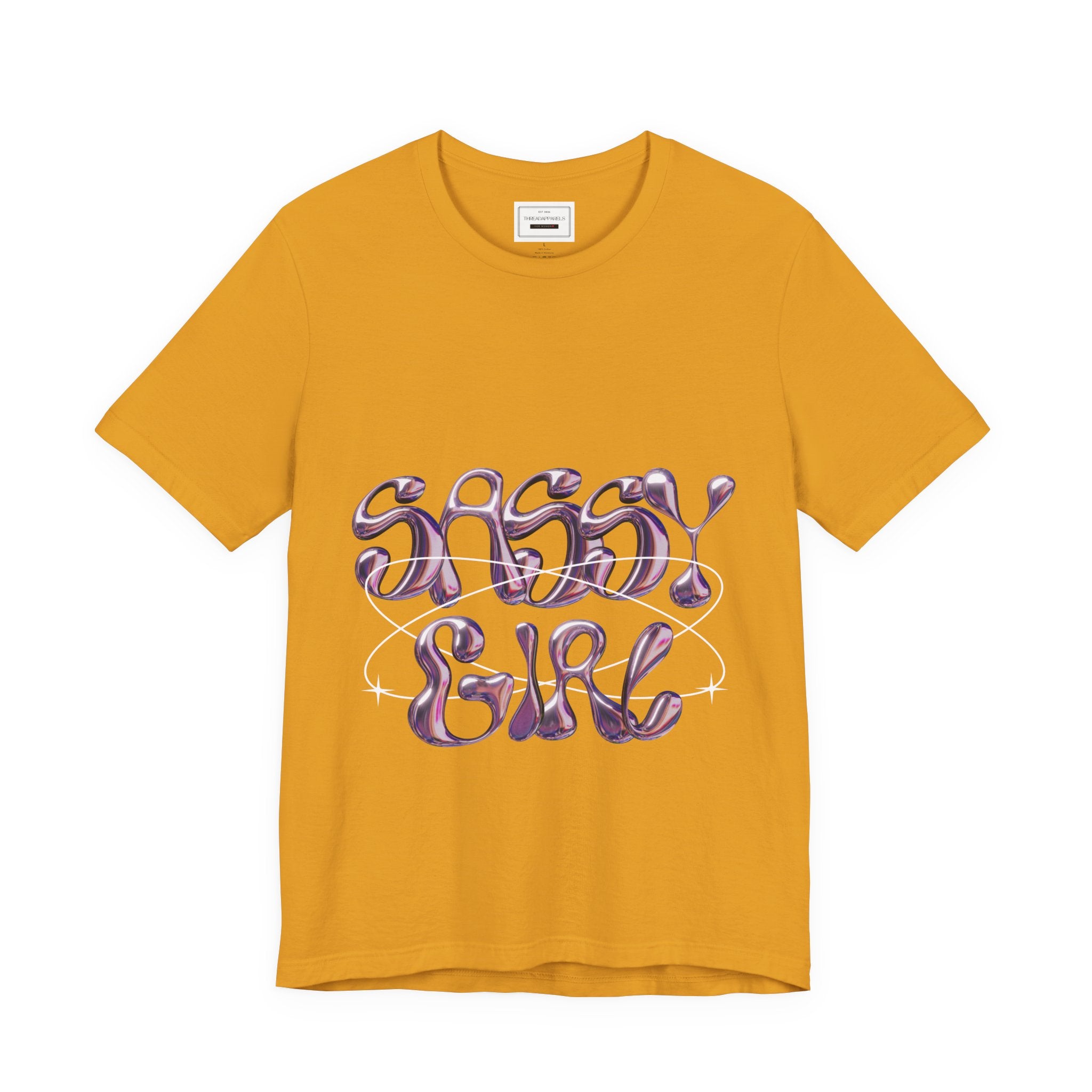 Sassy Girl Tee — Retro Bubble Letter Graphic Shirt