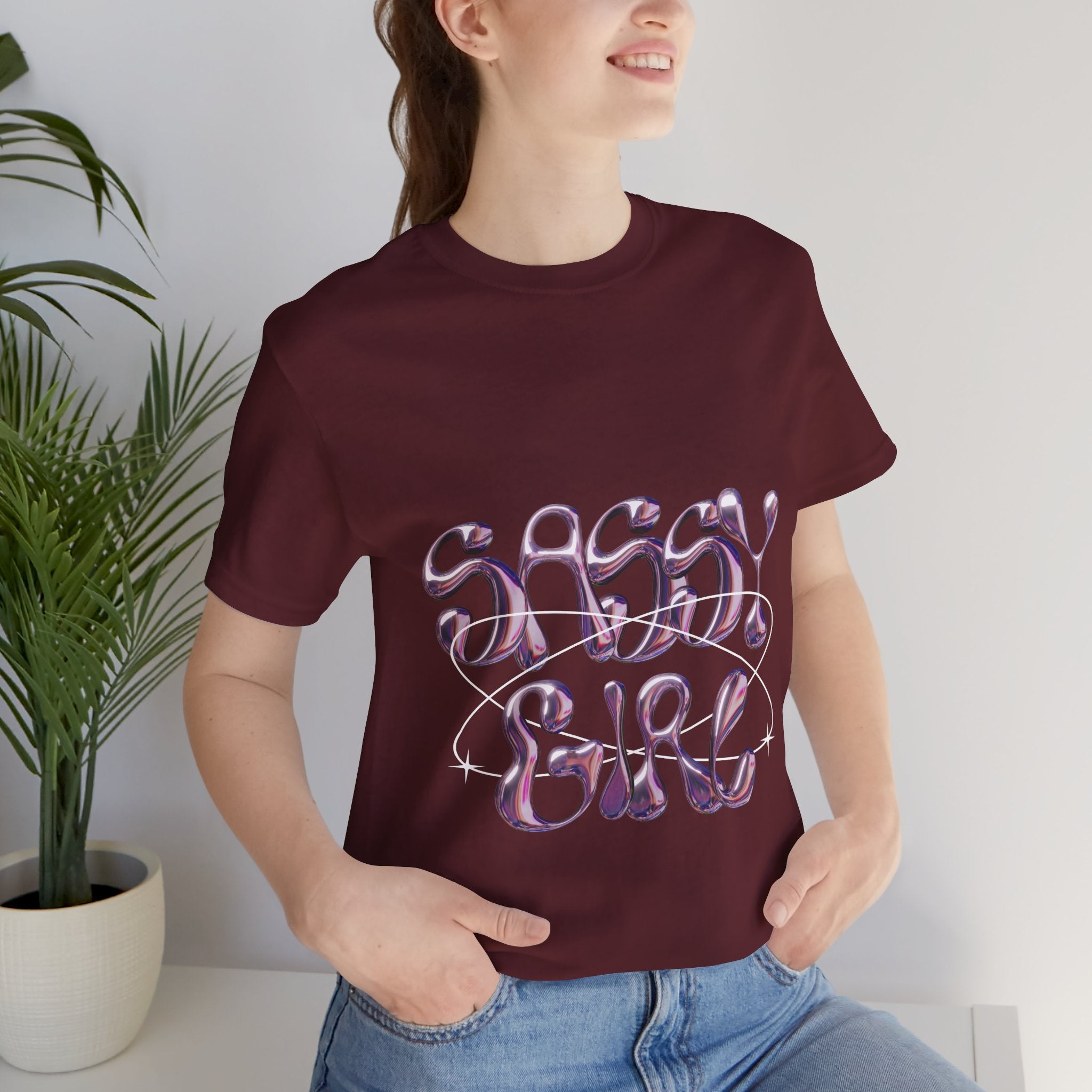 Sassy Girl Tee — Retro Bubble Letter Graphic Shirt