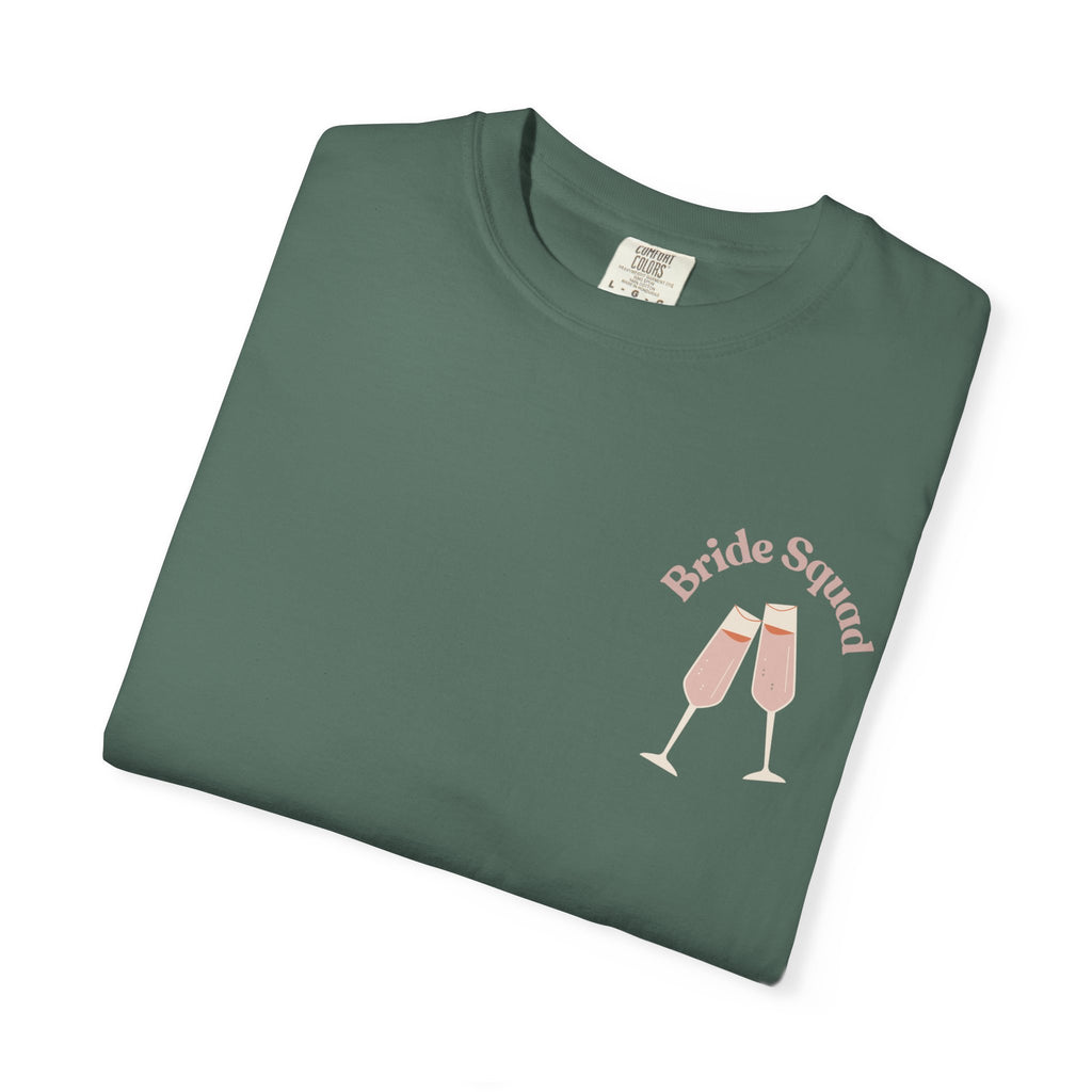 "Bridal Squad" Bridesmaid T‑Shirt — Minimal Champagne Bubbles Design