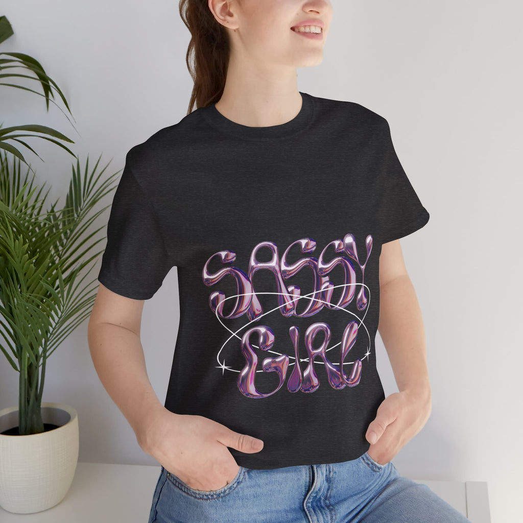 Sassy Girl Tee — Retro Bubble Letter Graphic Shirt