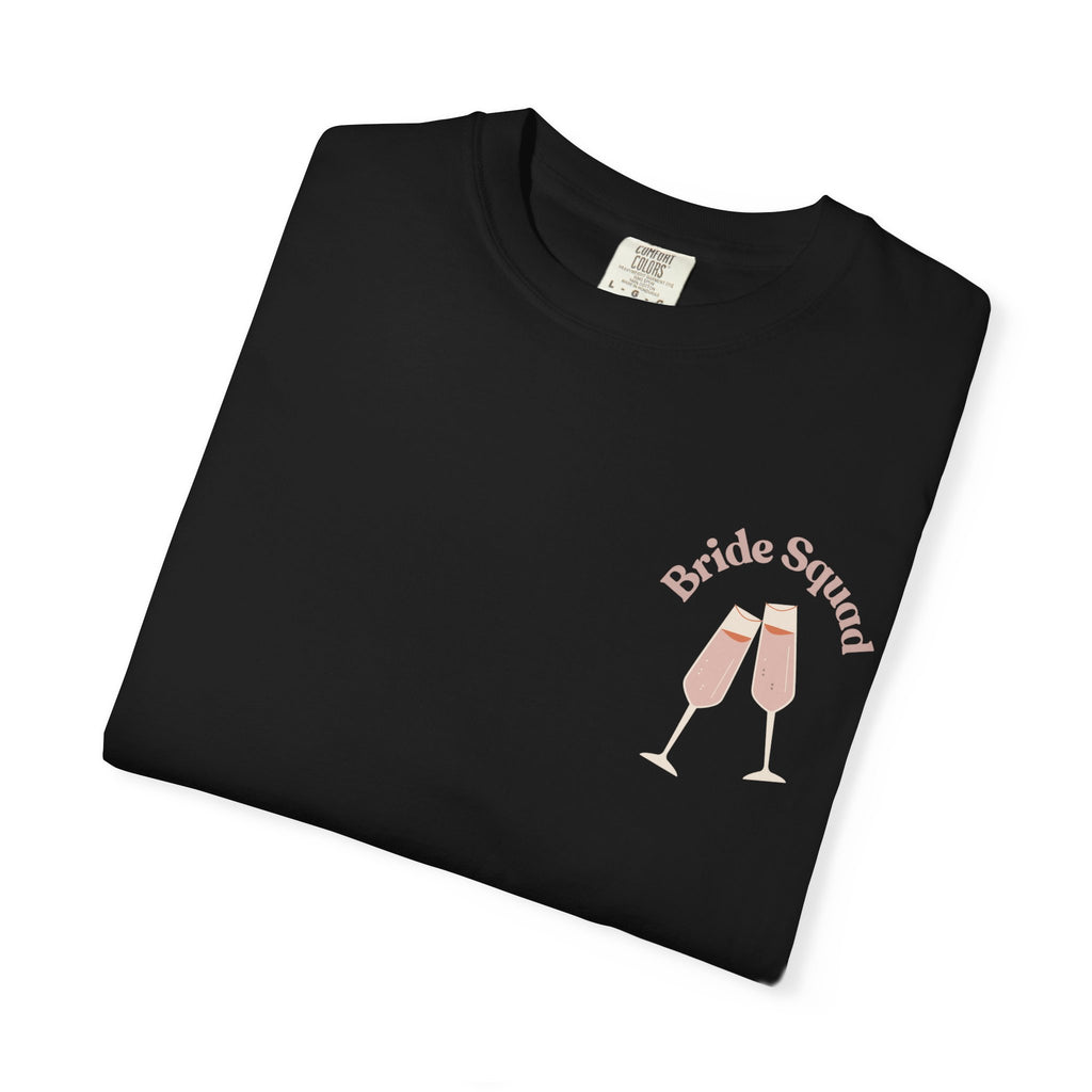 "Bridal Squad" Bridesmaid T‑Shirt — Minimal Champagne Bubbles Design