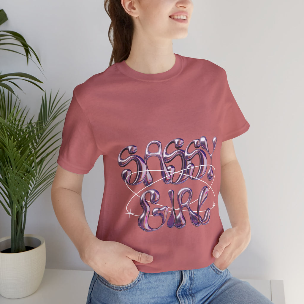 Sassy Girl Tee — Retro Bubble Letter Graphic Shirt
