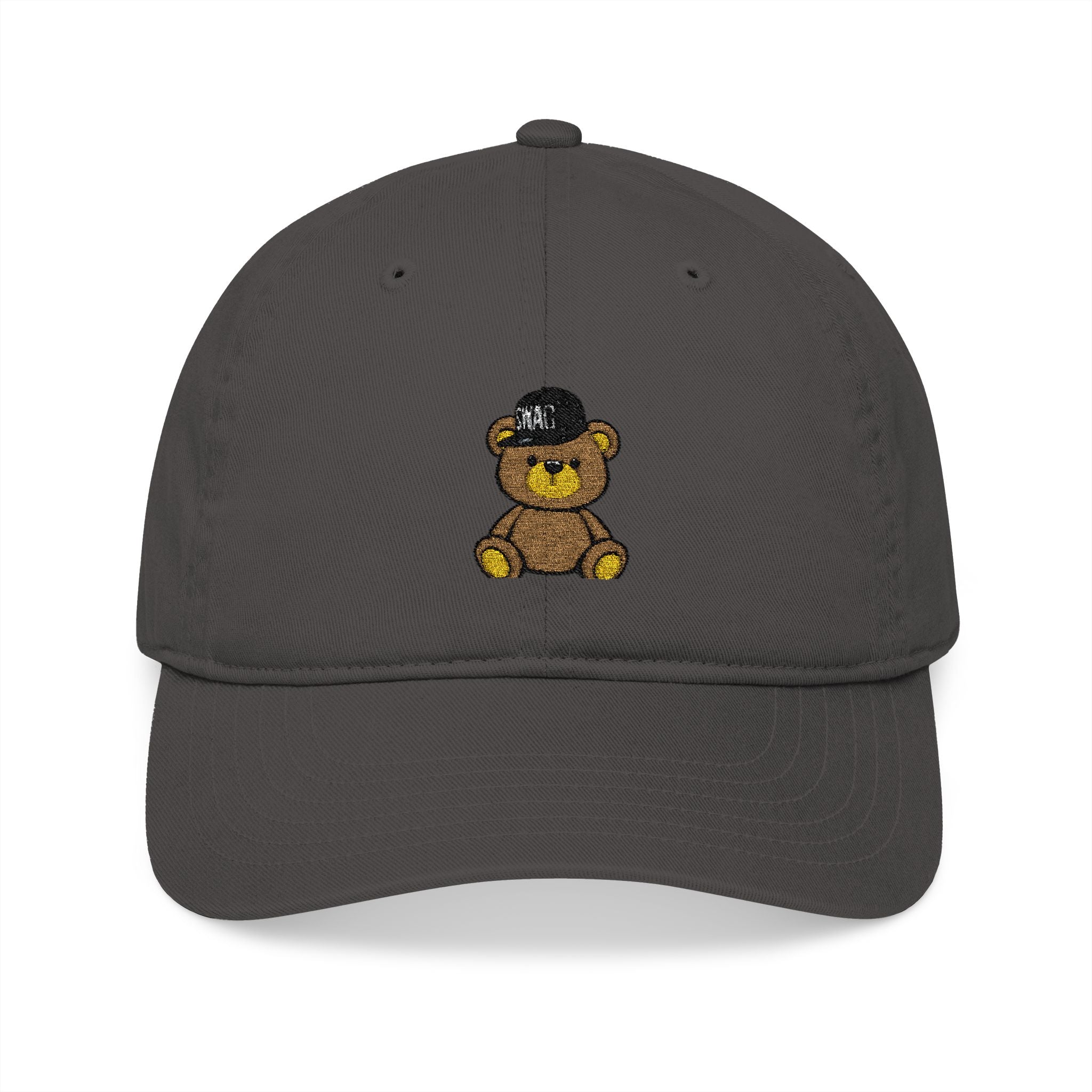 Embroidered Teddy Bear Baseball Cap — Organic Cotton Adjustable Hat