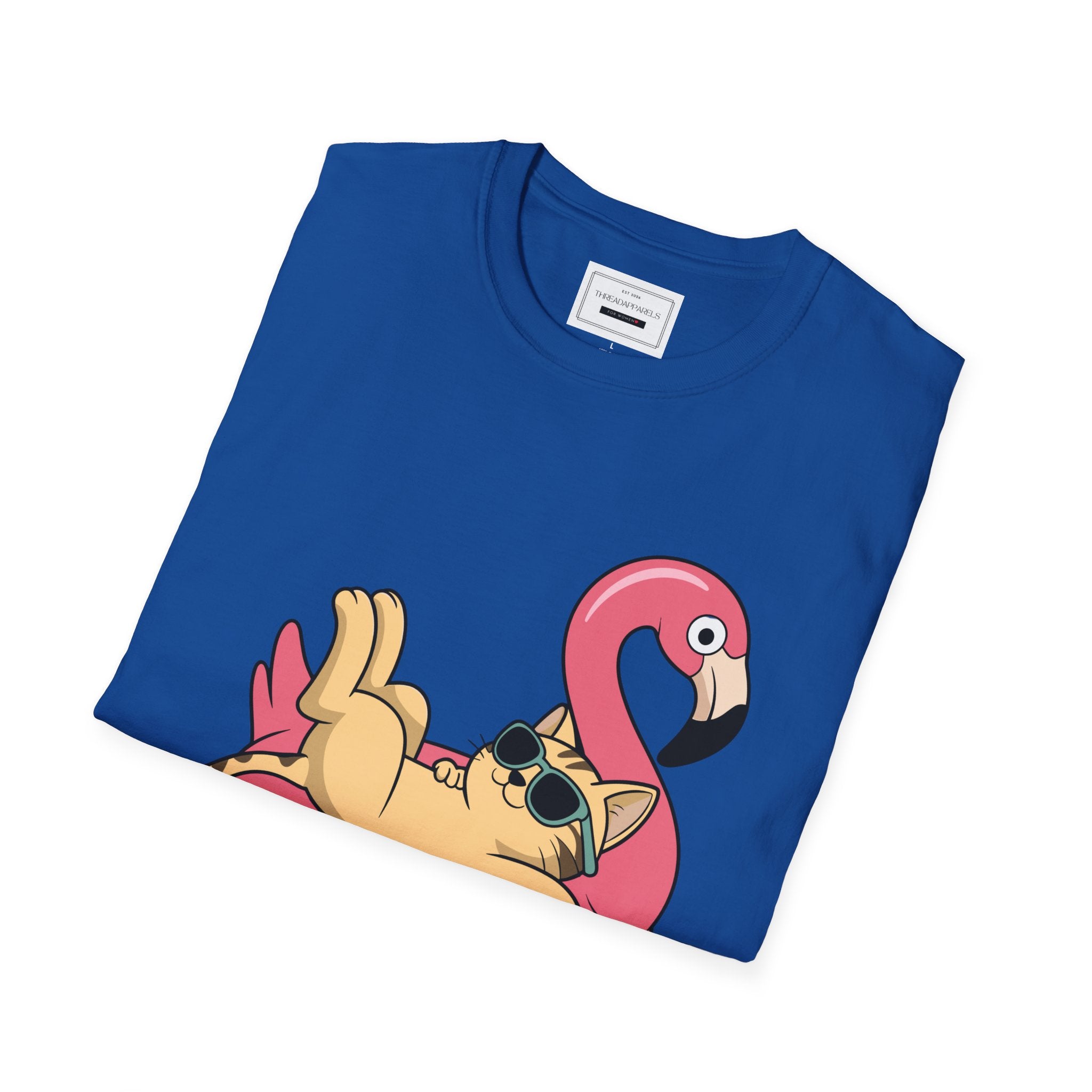 Pug on Flamingo Float T-Shirt — "Mind Whereya Cheekin Out" Cute  Graphic Tee