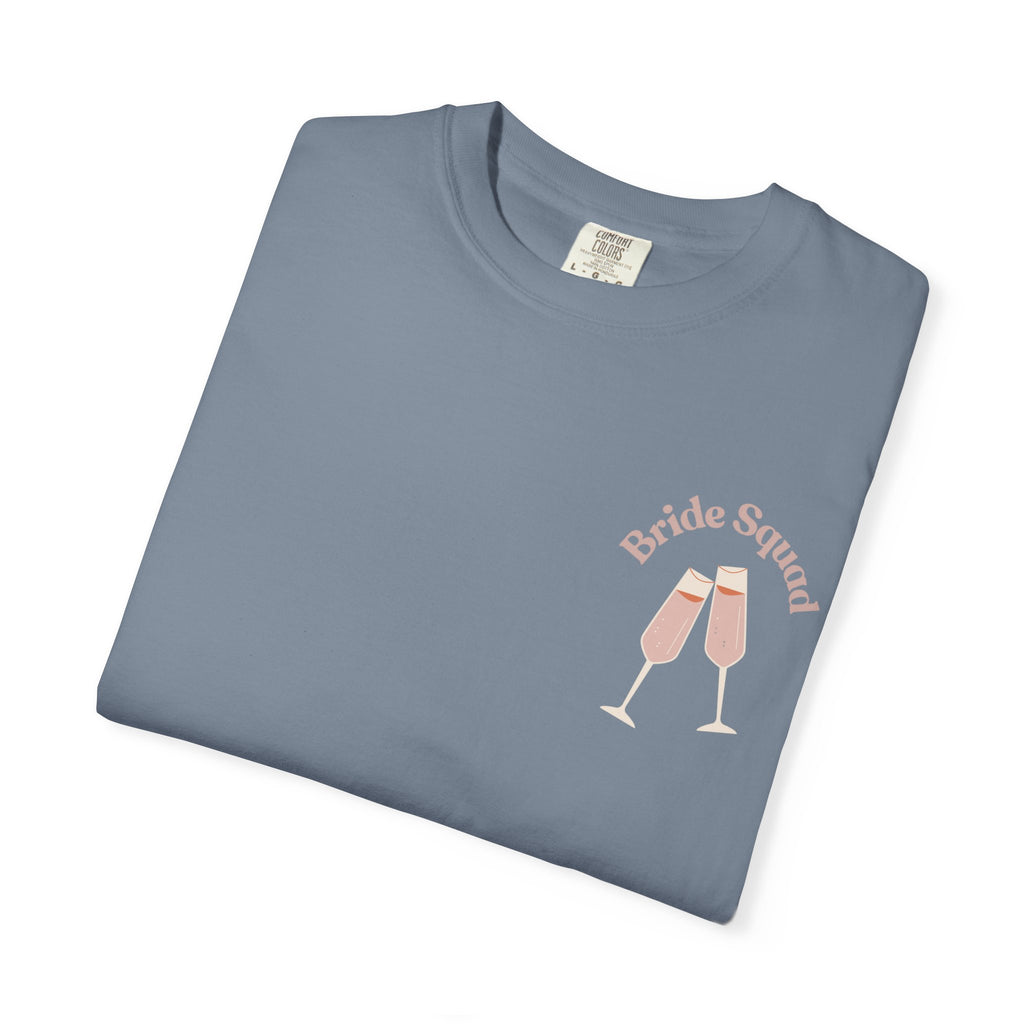 "Bridal Squad" Bridesmaid T‑Shirt — Minimal Champagne Bubbles Design