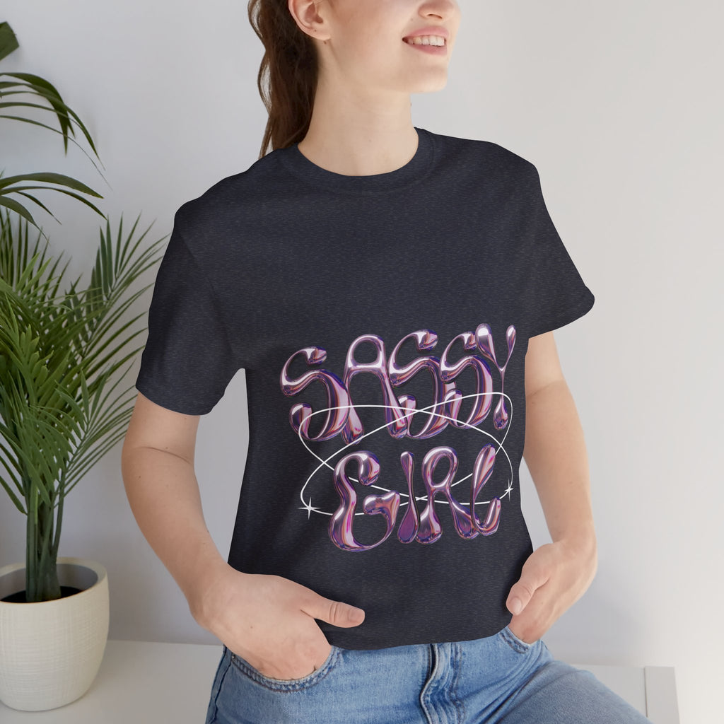 Sassy Girl Tee — Retro Bubble Letter Graphic Shirt