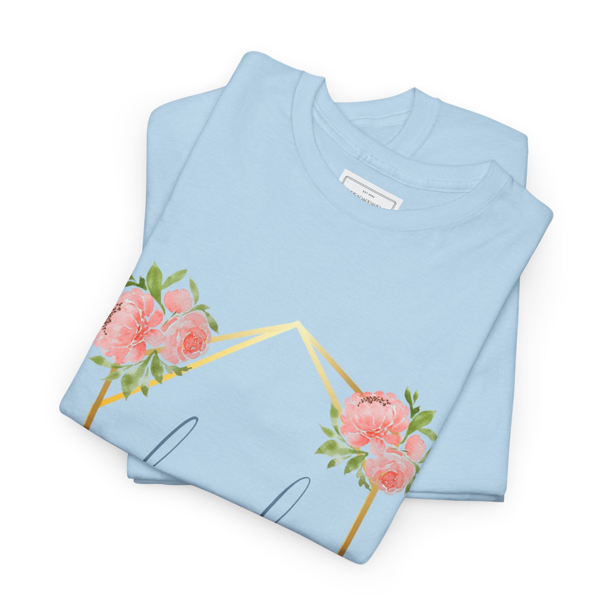Bride Floral Tee — Gold Frame & Pink Rose Bachelorette Shirt