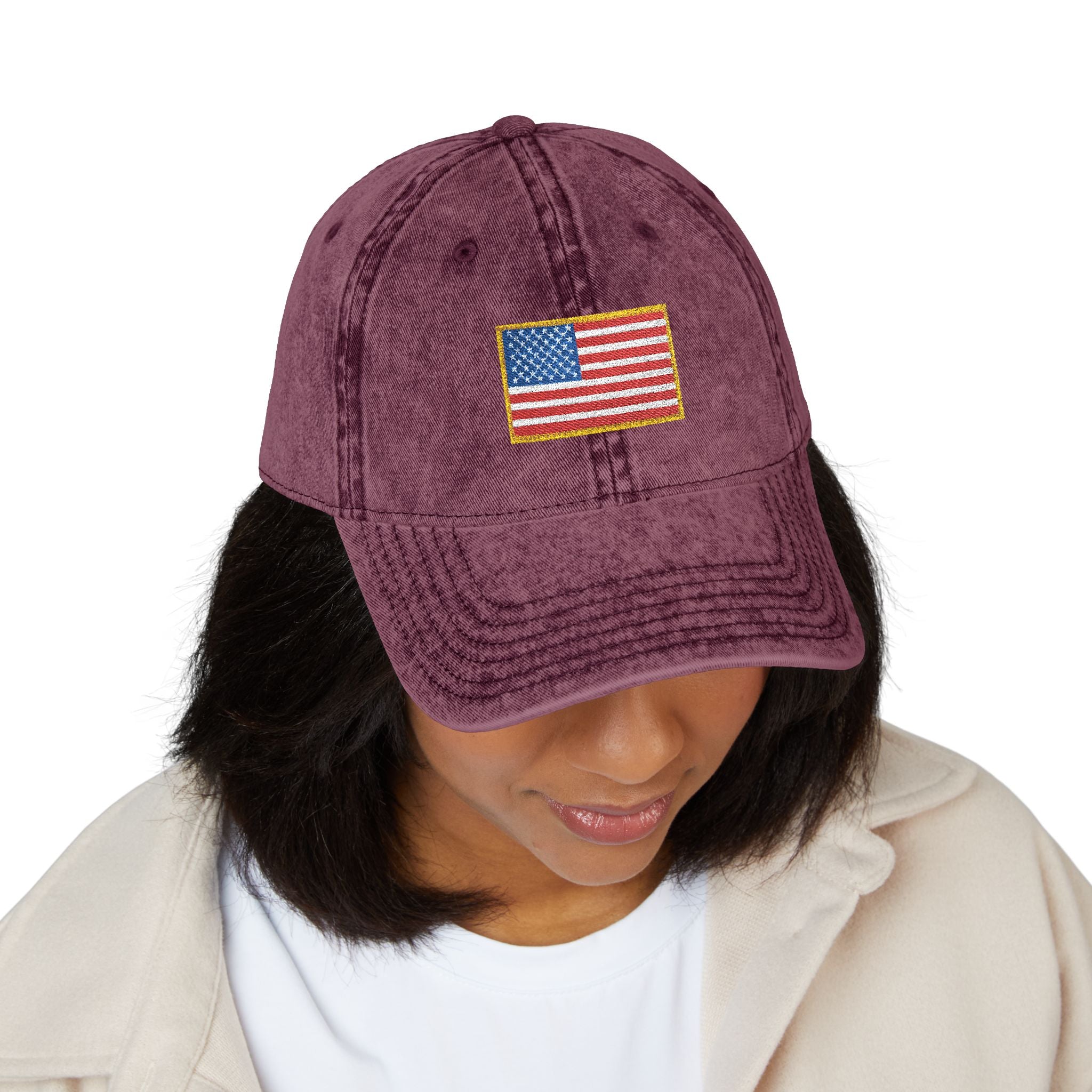 Embroidered Vintage American Flag Cap —  Hat for Patriotic Gifts