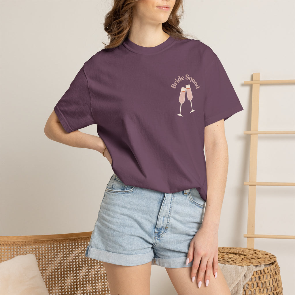 "Bridal Squad" Bridesmaid T‑Shirt — Minimal Champagne Bubbles Design