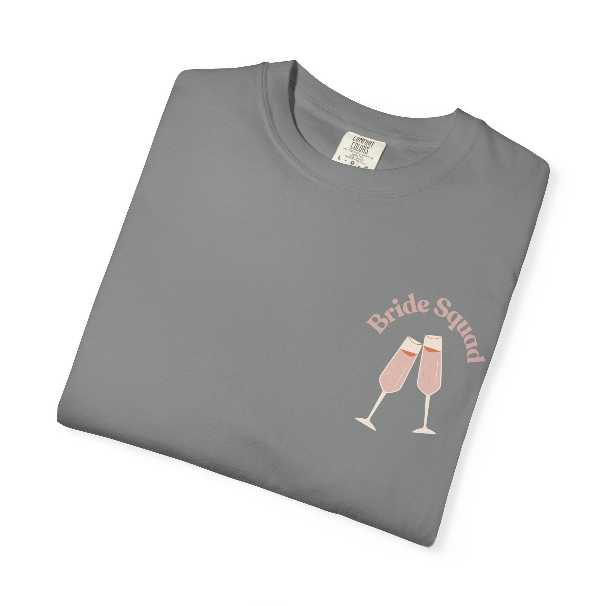 "Bridal Squad" Bridesmaid T‑Shirt — Minimal Champagne Bubbles Design