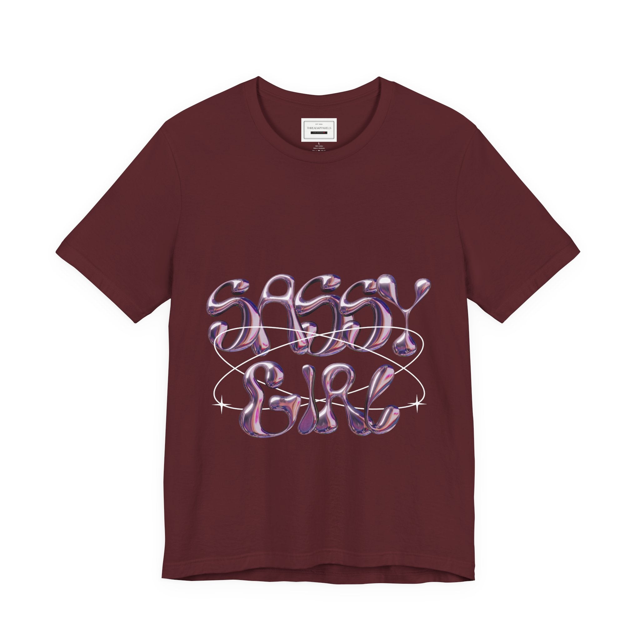 Sassy Girl Tee — Retro Bubble Letter Graphic Shirt