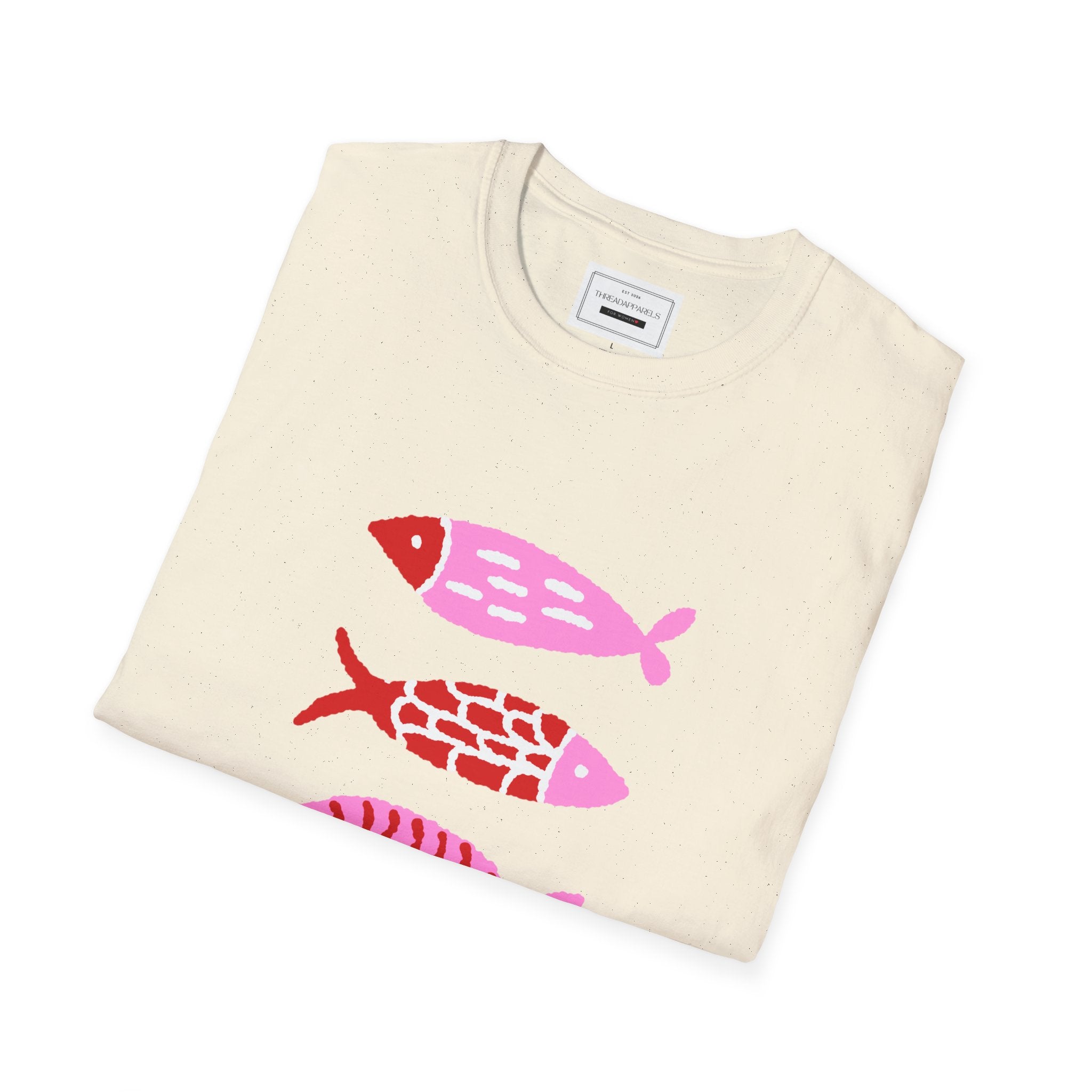 Fish Stacked Tee — Cute Pink & Red Graphic T-Shirt for Beach Lovers